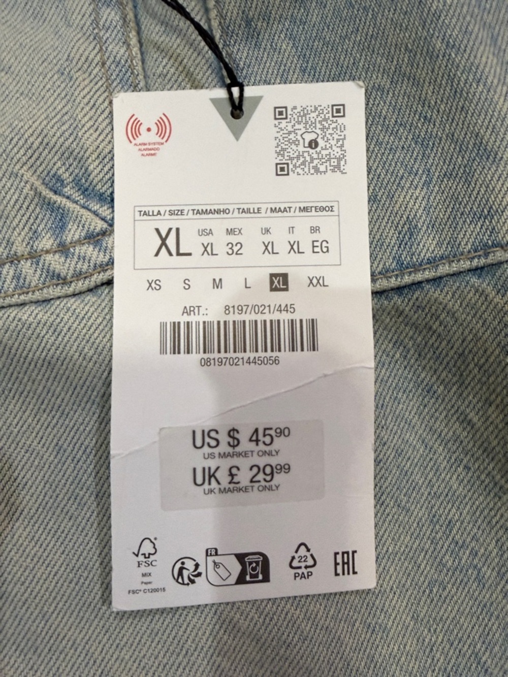 Zara denim mini skirt size XL - NWT - Picture 5 of 6